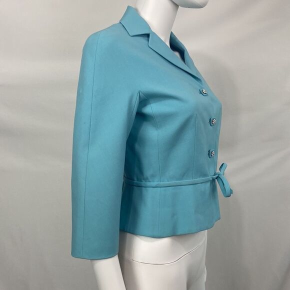 Moschino Blue w Beaded Buttons Belt Jacket - Picture 7 of 13